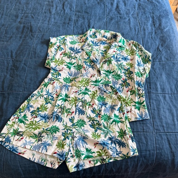 Monteau Los Angeles Linen Blend Shirt 2 Piece Set Size Small - Picture 1 of 11